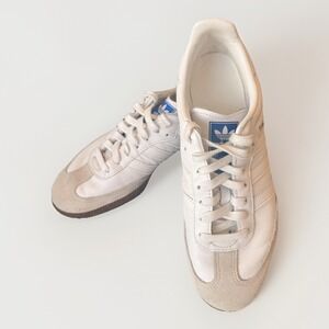 Adidas Samba Shoes Mens Size 9.5 White Leather Suede Gum Indoor Soccer AE3439